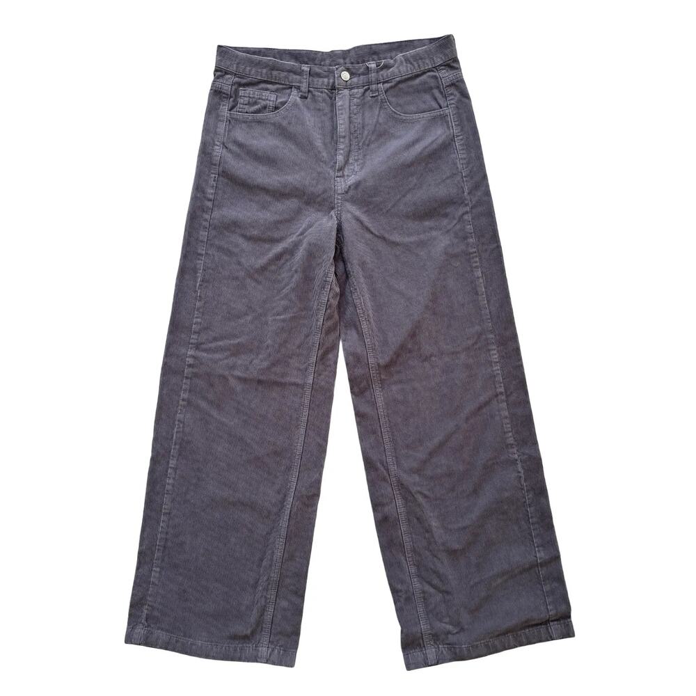 NWT J. GALT High Rise Wide Leg Relaxed Fit Baggy Corduroy Pants in Gray SZ S